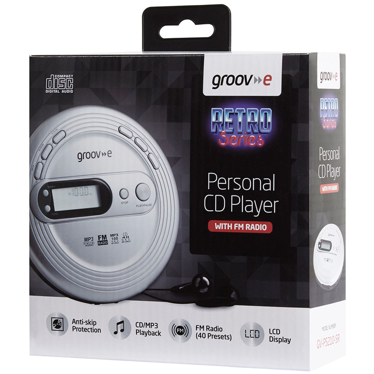 Groov-e retro personal CD player silver - British product