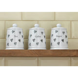 Argos Home set of 3 grey heart storage jars, imported from the UK