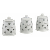 Argos Home set of 3 grey heart storage jars, imported from the UK