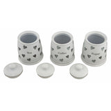 Argos Home set of 3 grey heart storage jars, imported from the UK
