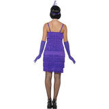 Smiffys purple flapper costume with short dress headband and gloves, UK version