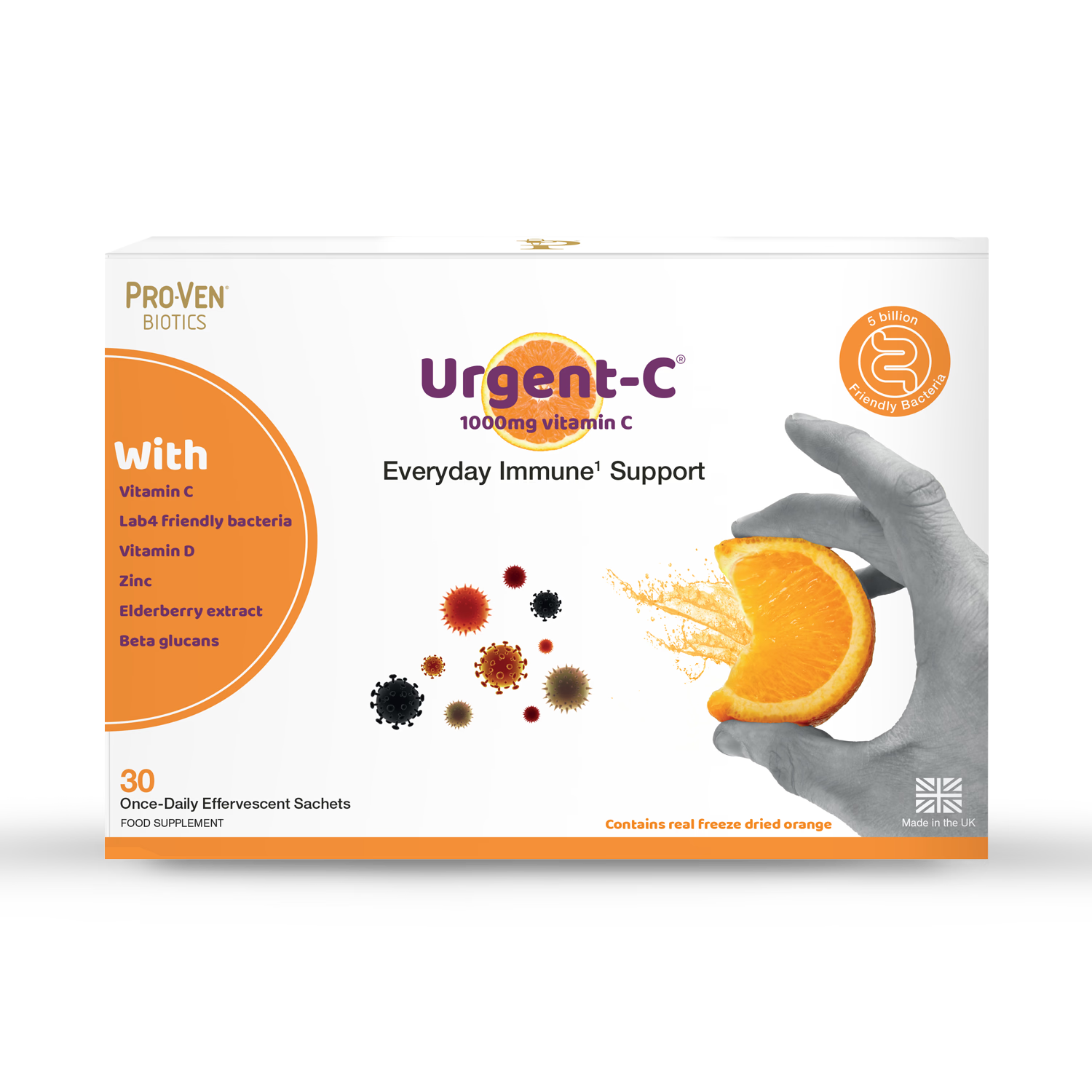 Pro-Ven Biotics Urgent-C immune support supplement 30 sachets (British brand)