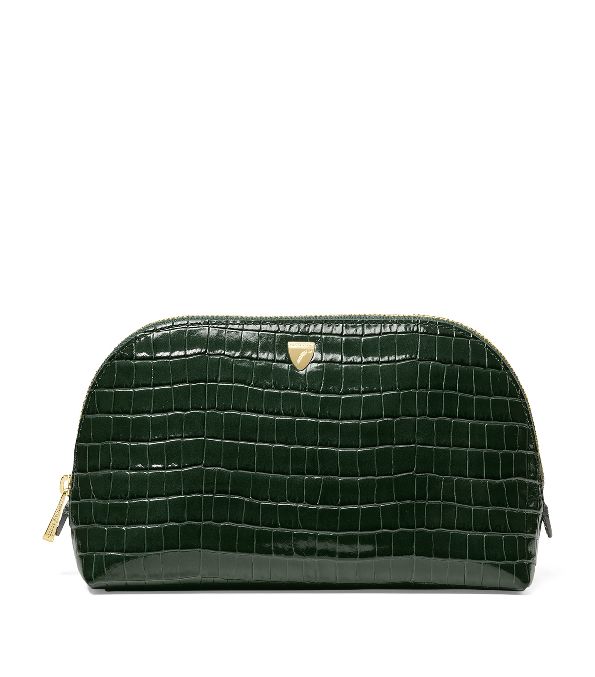 Aspinal of London small leather croc-embossed cosmetic case - British product