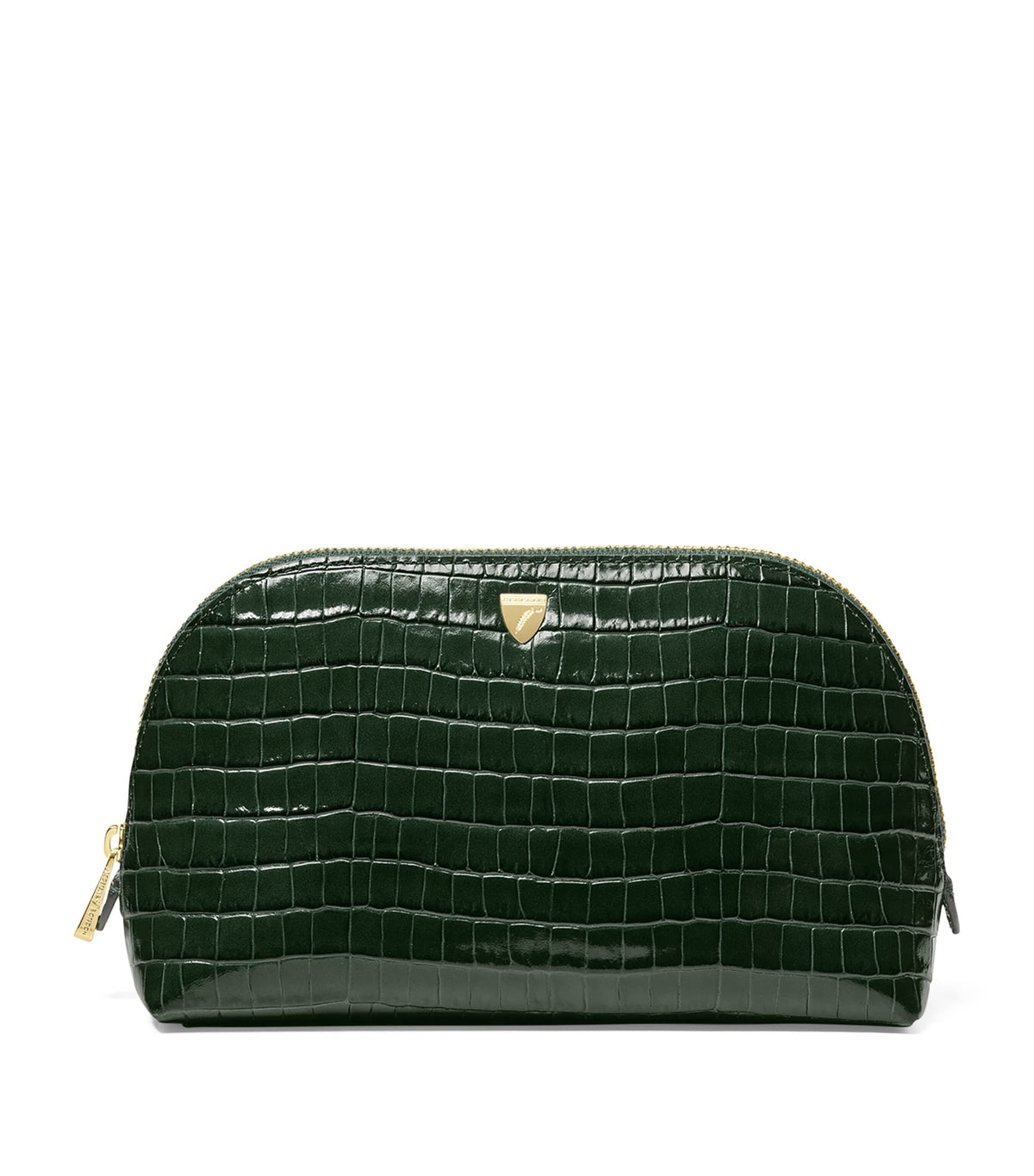 Aspinal of London small leather croc-embossed cosmetic case - British product
