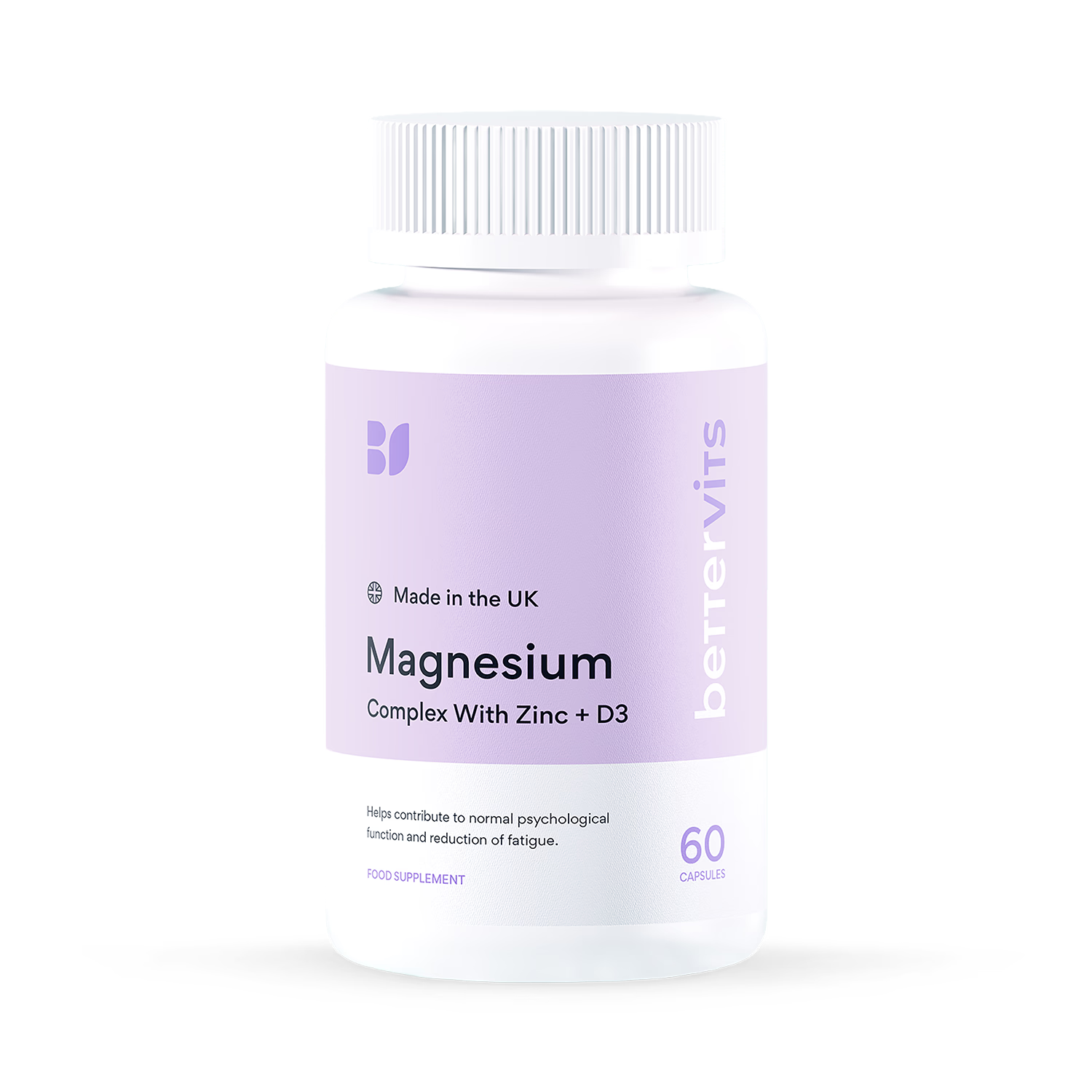 Bettervits magnesium complex with zinc and D3 60 capsules (British brand)