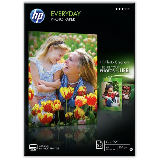 HP A4 gloss photo paper 25 sheets, UK version