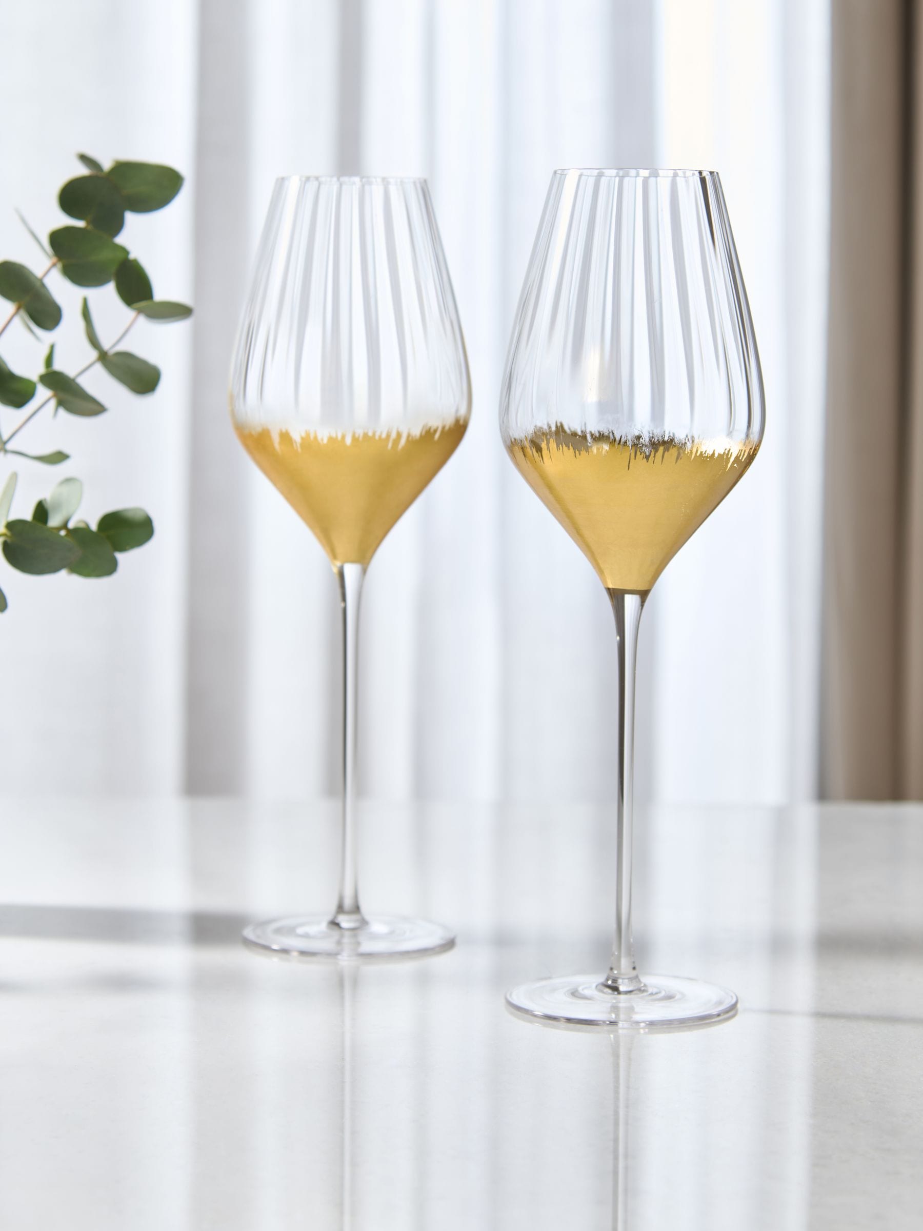 Lipsy Gold Foil Tapered Wine Glasses 2 Pack 28cm, UK version