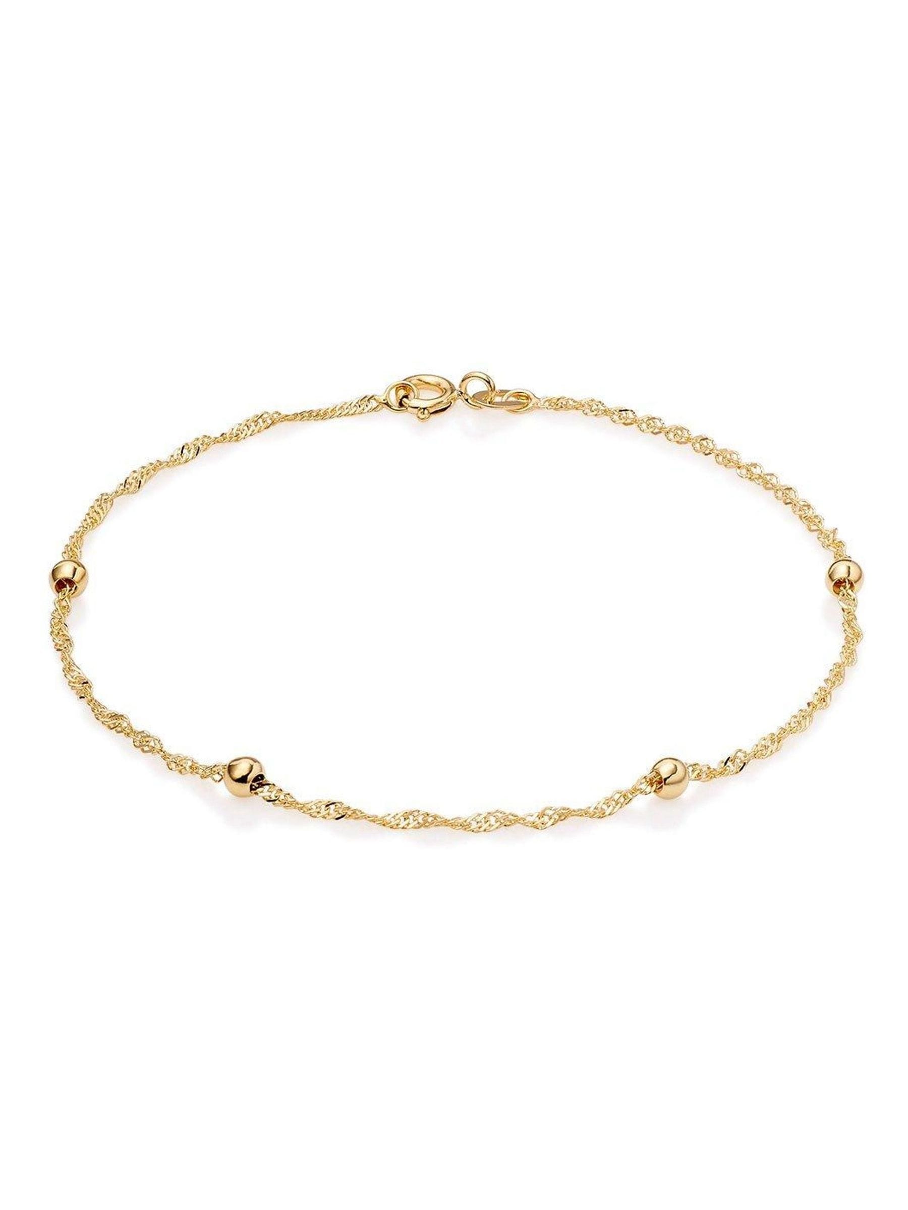 9ct gold bead and chain bracelet 19cm, UK version