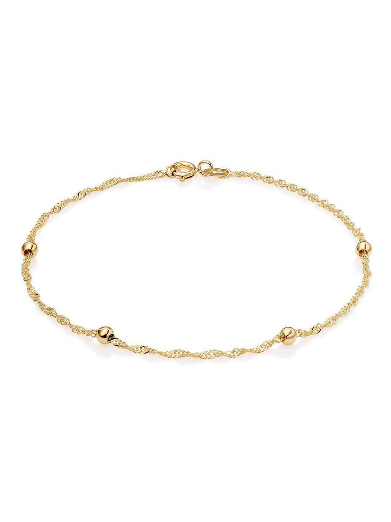 9ct gold bead and chain bracelet 19cm, UK version
