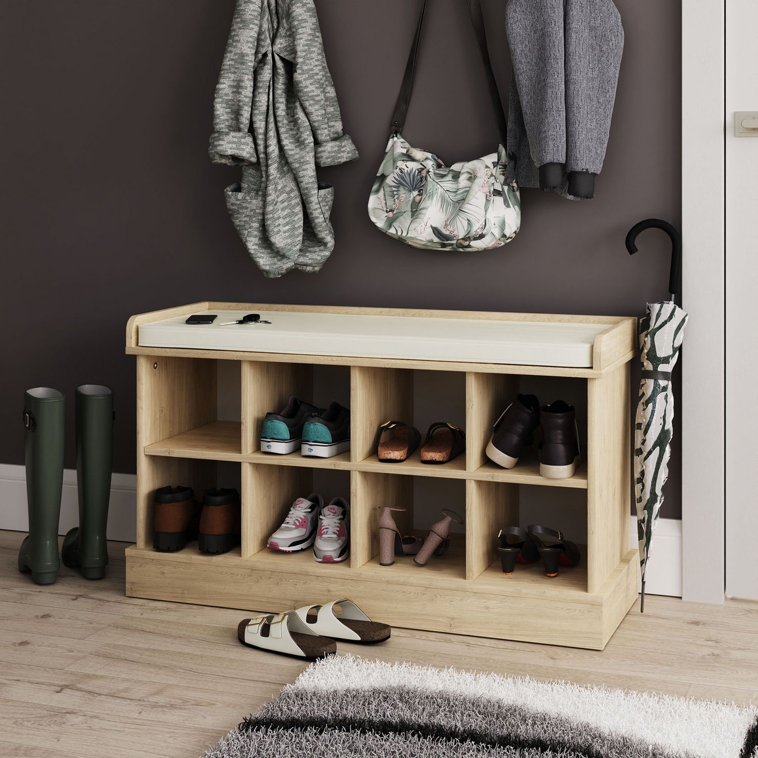 Kempton Shoe Bench - Oak