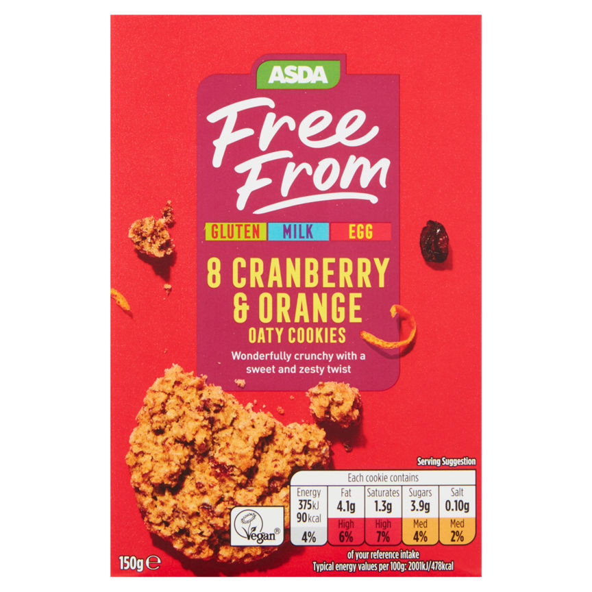 ASDA Free From 8 Cranberry & Orange Oaty Cookies Free From ASDA   