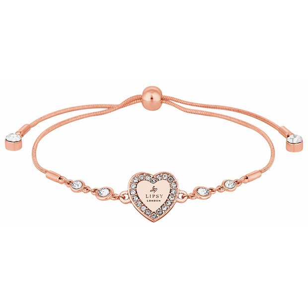 Lipsy rose gold crystal heart toggle bracelet (British brand)