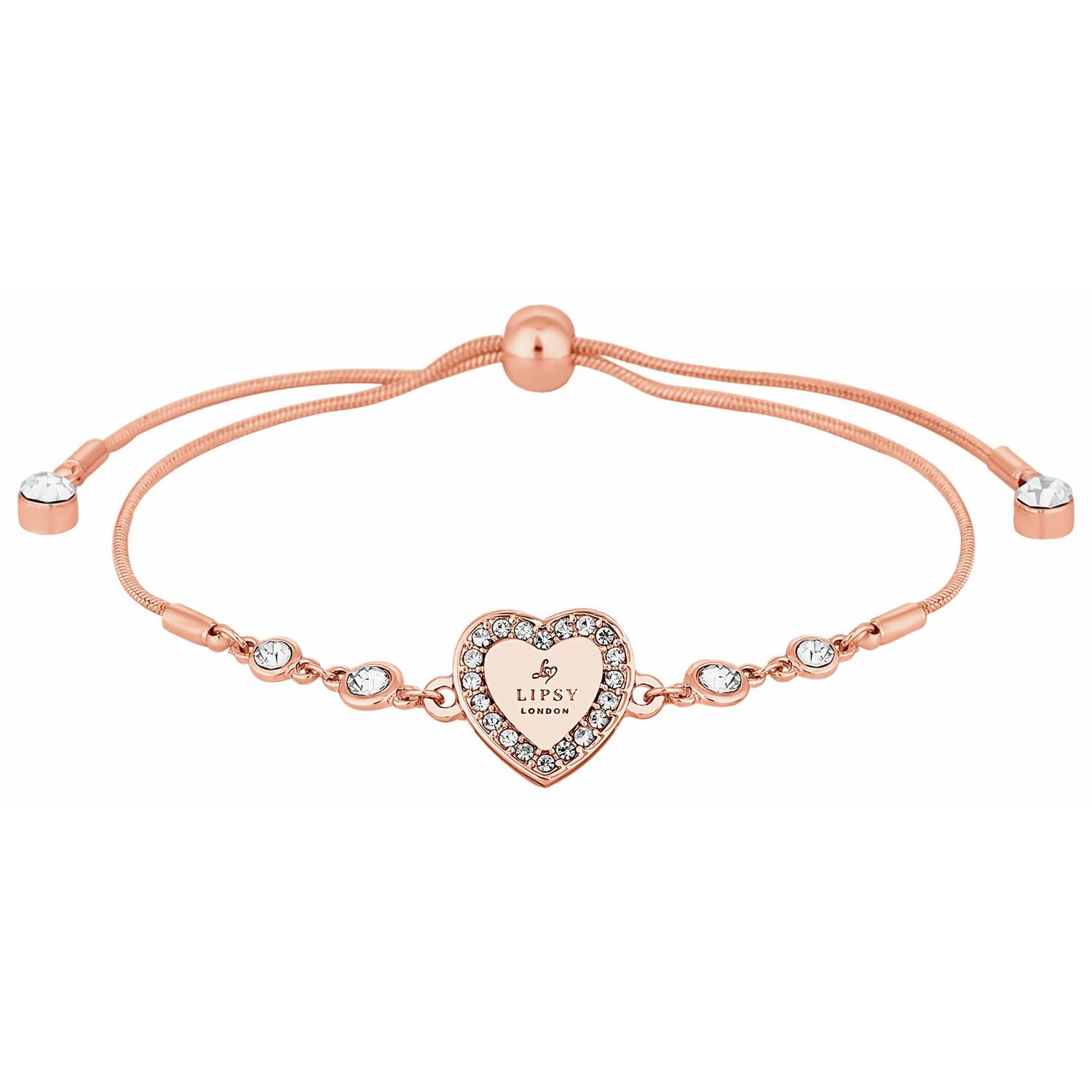 Lipsy rose gold crystal heart toggle bracelet (British brand)