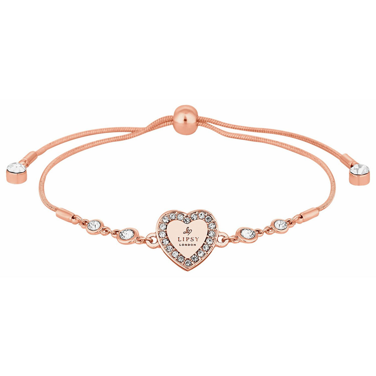 Lipsy rose gold crystal heart toggle bracelet (British brand)