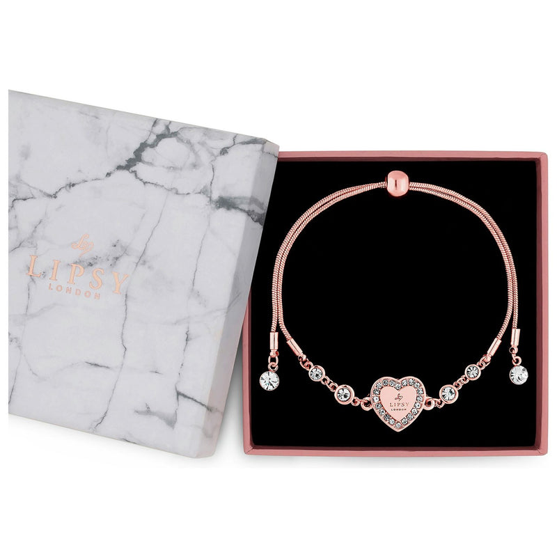 Lipsy rose gold crystal heart toggle bracelet (British brand)