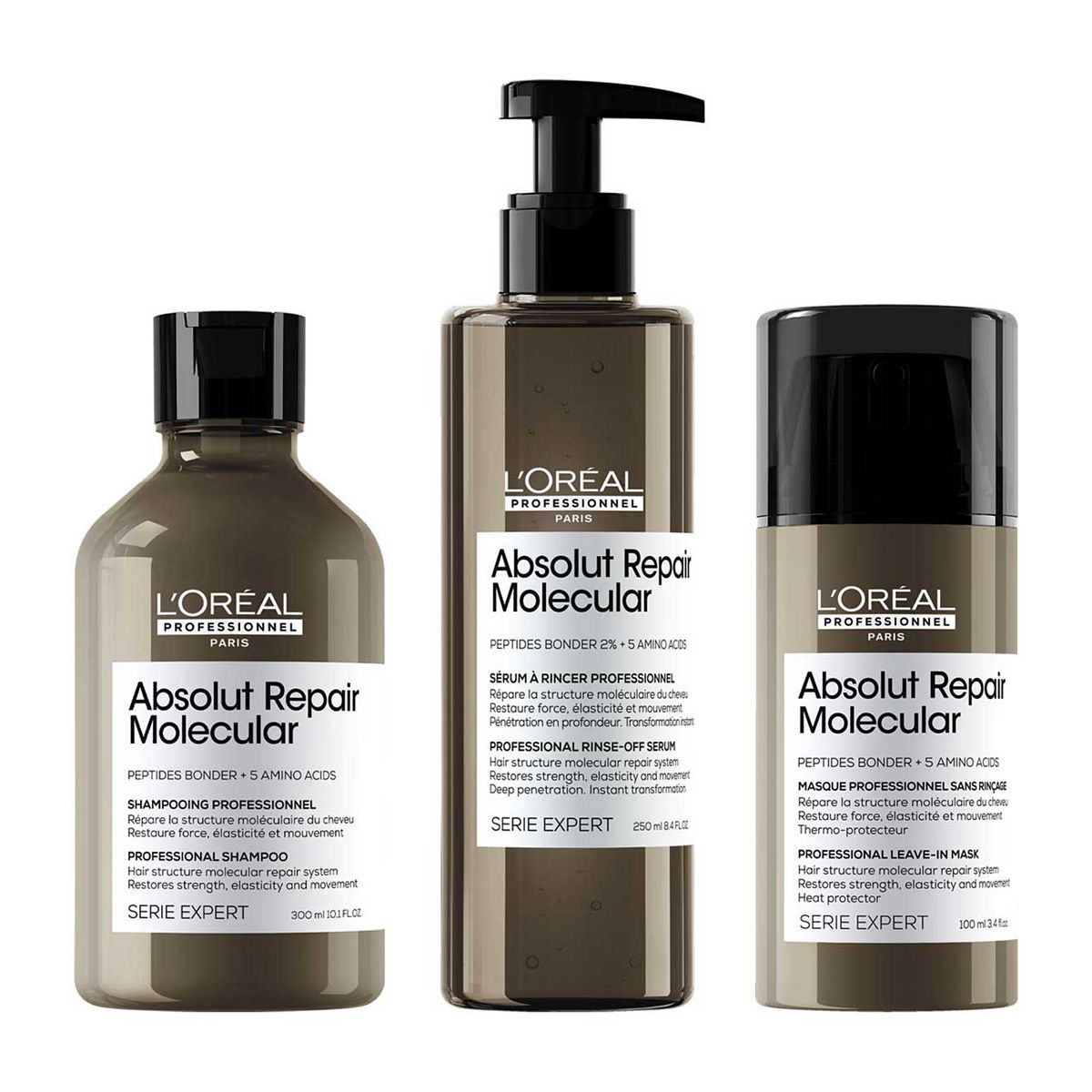 L'oréal Professionnel Serie Expert Absolut Repair Molecular Shampoo, Rinse-off Serum and Leave-In Cream Routine GOODS Boots   