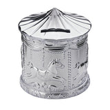 Silver plated carousel money box with horse decorations (British brand)