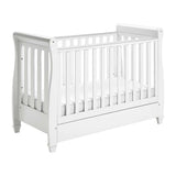 Babymore Eva Sleigh Cot Bed Dropside with Drawer - White GOODS Boots   