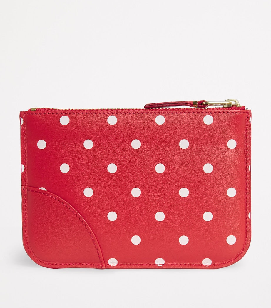 Comme Des Garçons Wallet leather polka-dot zipped pouch 14.5x10.5cm (British brand)