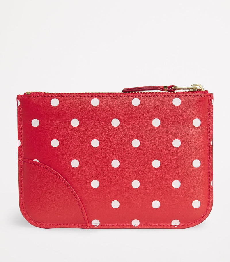 Comme Des Garçons Wallet leather polka-dot zipped pouch 14.5x10.5cm (British brand)