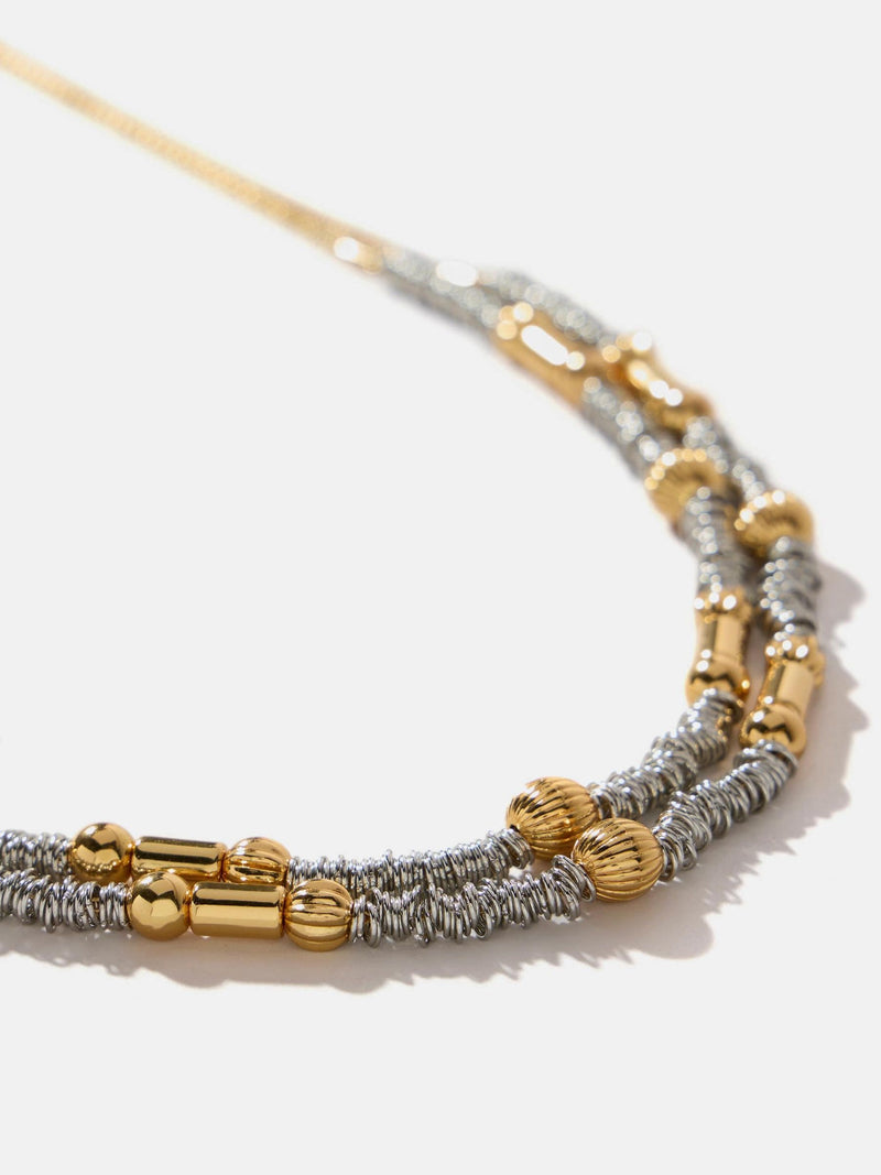 Mint Velvet silver tone mixed metal layered necklace, UK version