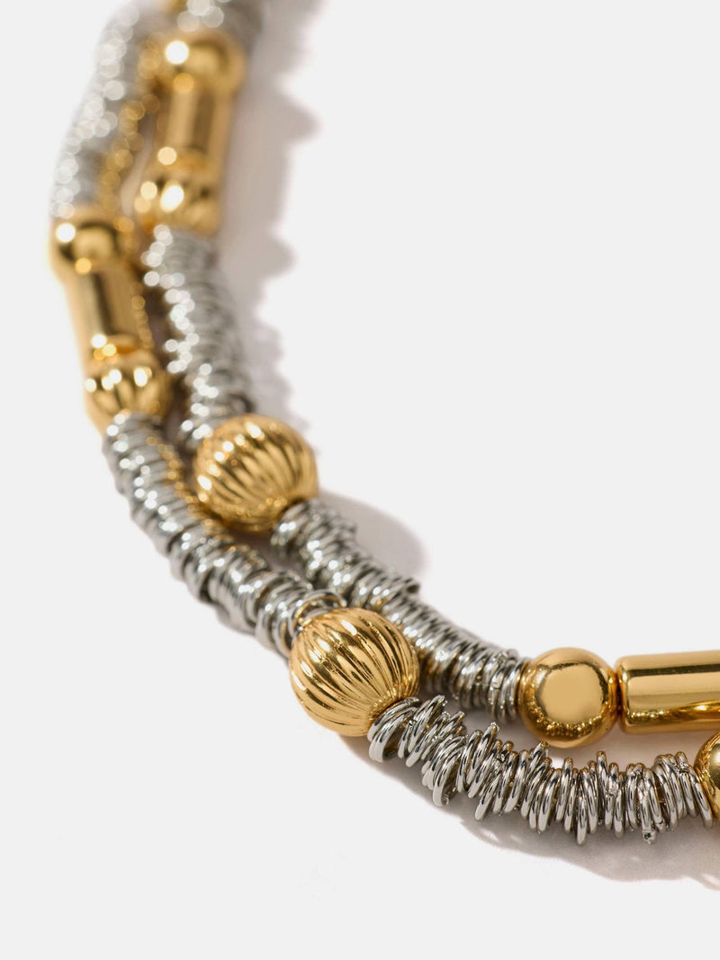 Mint Velvet silver tone mixed metal layered necklace, UK version