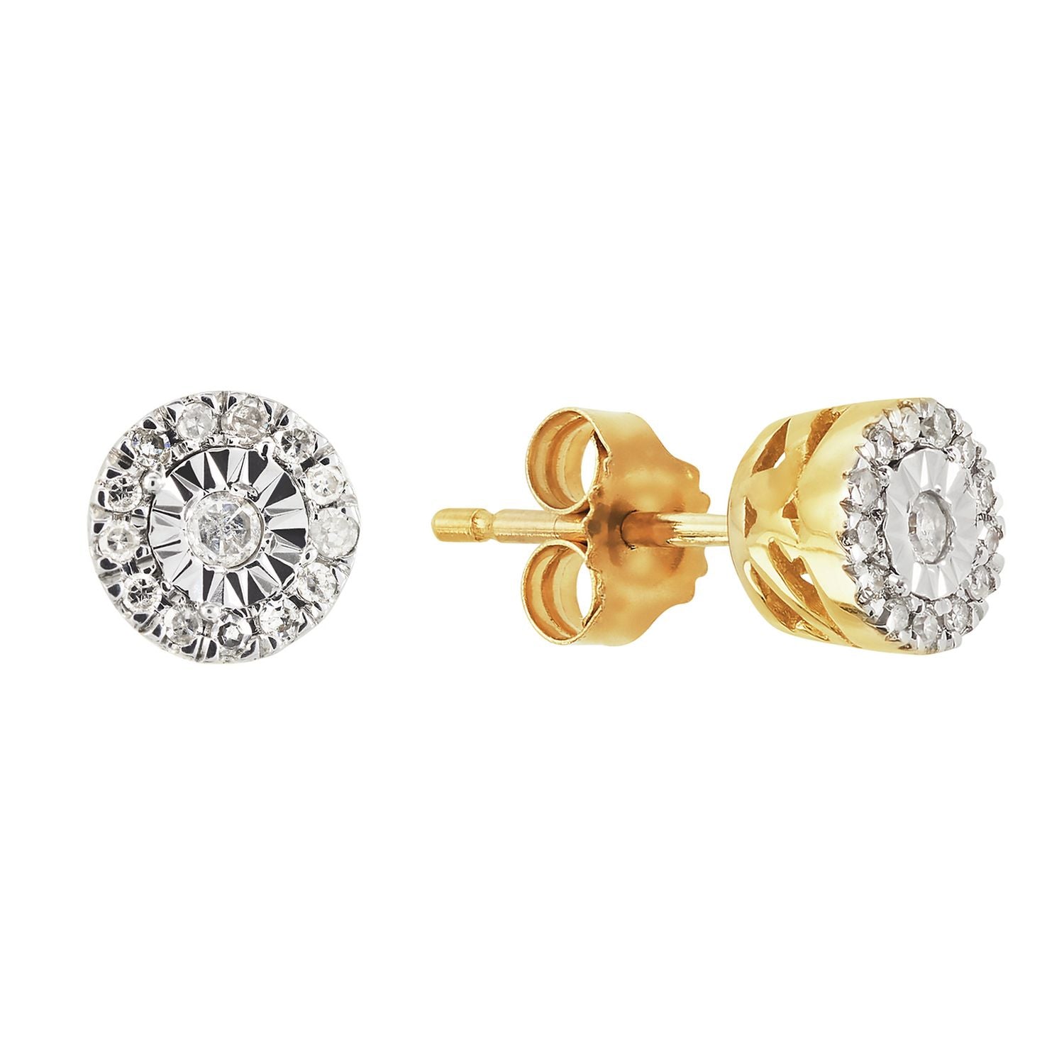 Revere 9ct gold 0.15ct diamond earring and pendant set, UK version