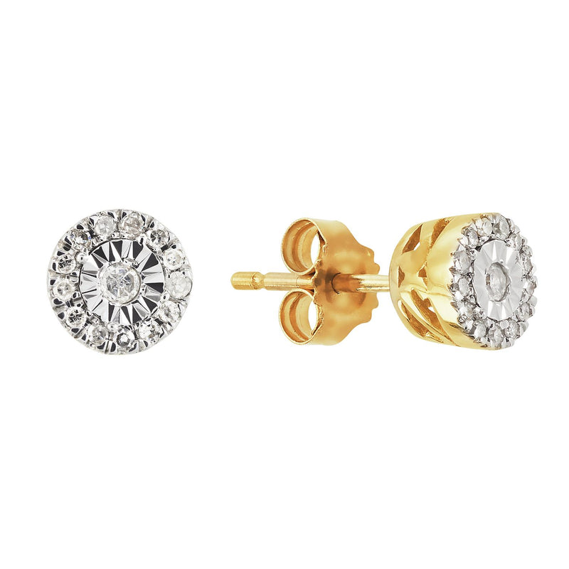 Revere 9ct gold 0.15ct diamond earring and pendant set, UK version