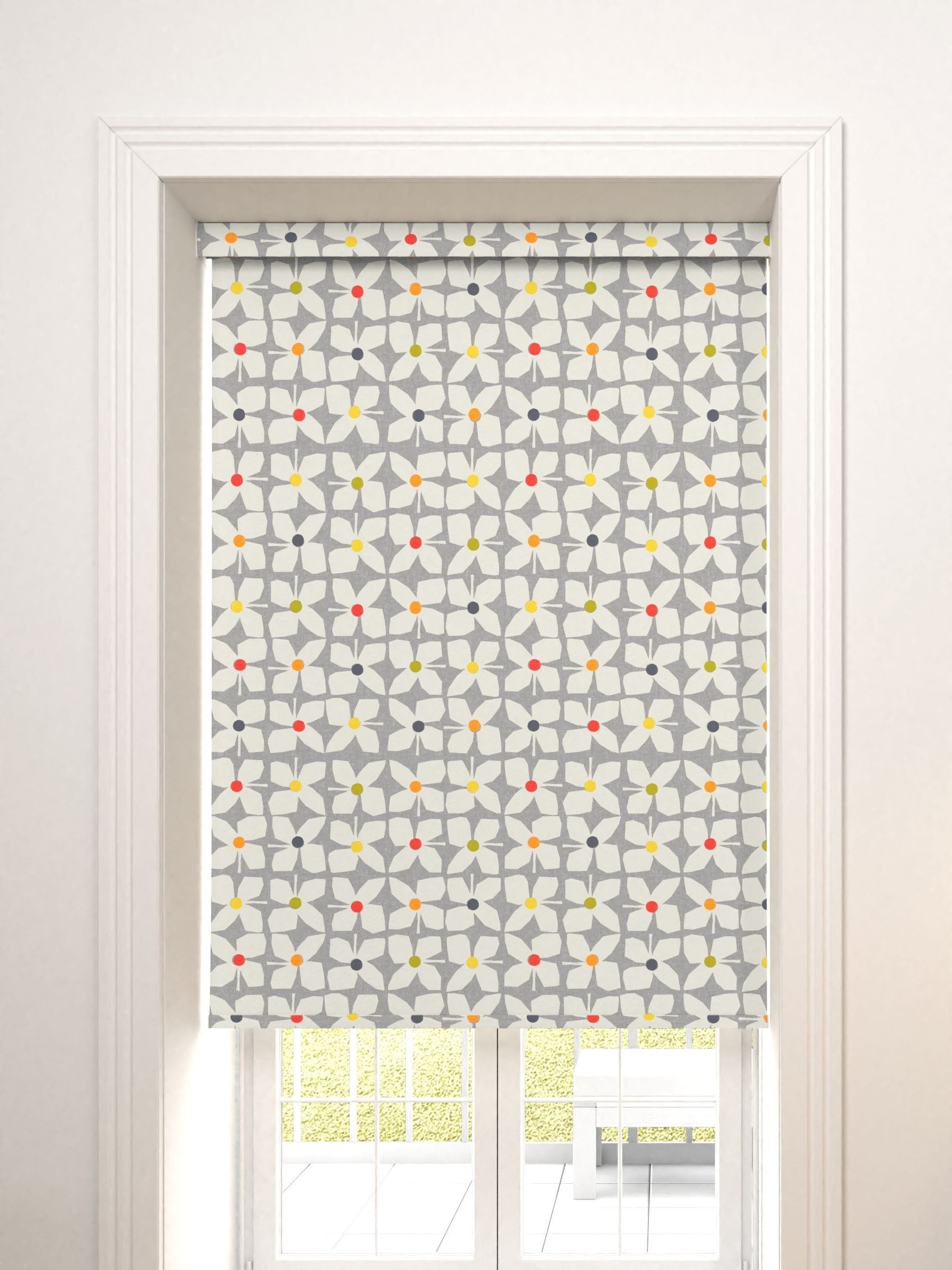 Graues Retro-Geometrisches Blumenrollo, importiert aus dem Vereinigten Königreich