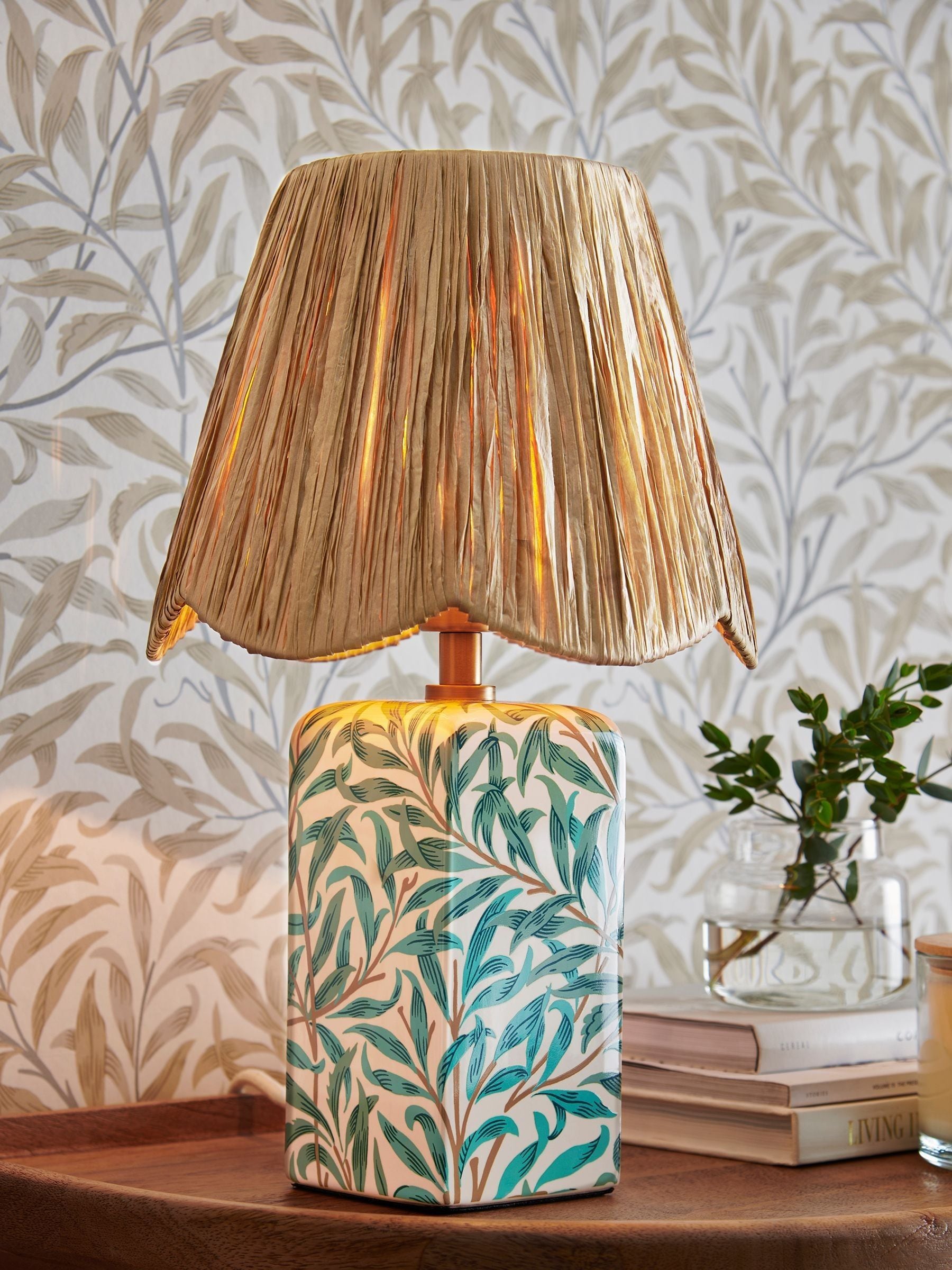 Clarke and Clarke teal white Willow Boughs lamp (British brand)