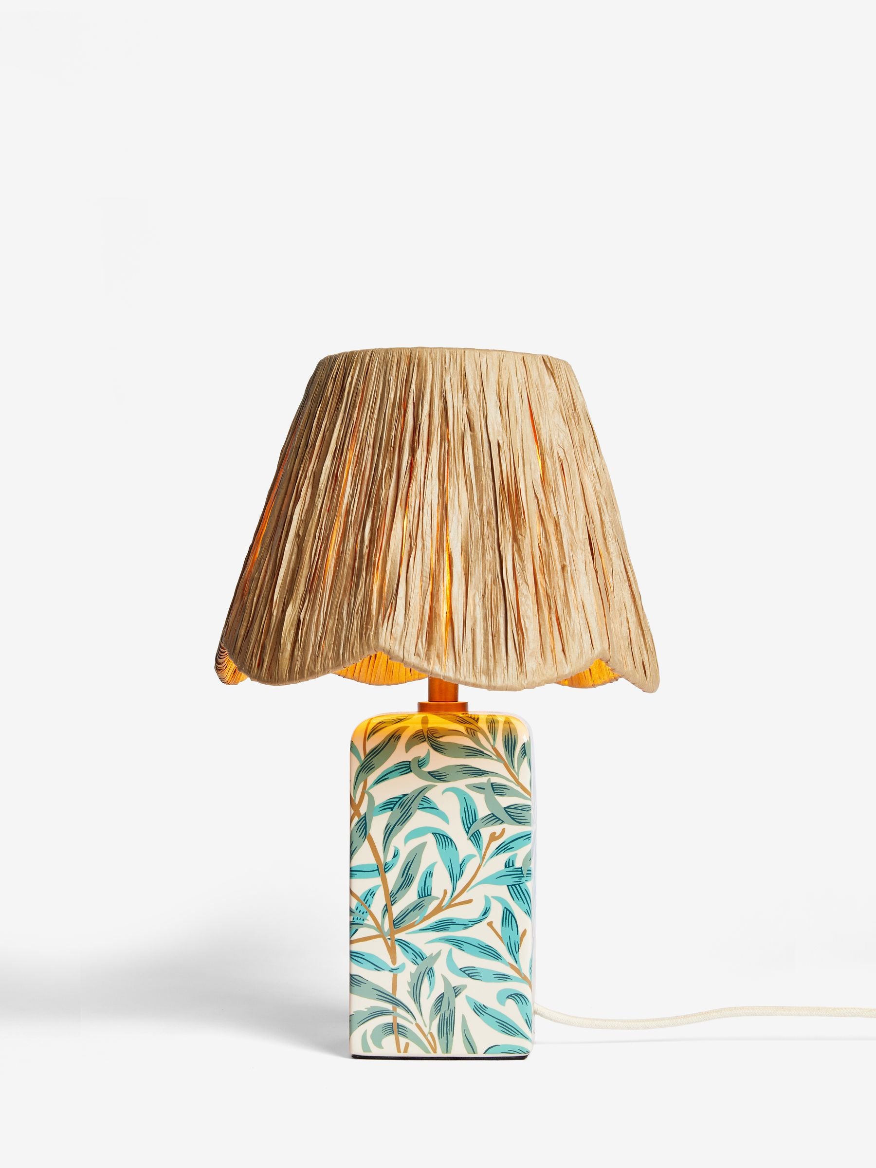 Clarke and Clarke teal white Willow Boughs lamp (British brand)
