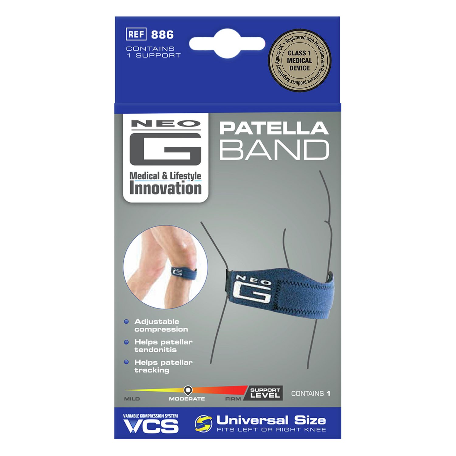 Neo G patella knee support band one size, imported from the UK