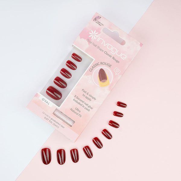 Invogue Classic Rouge Oval Nails - Pack of 24 GOODS Superdrug   