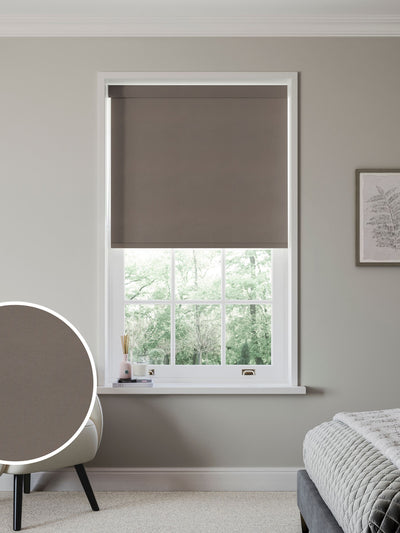 Next Next Solstice Chocolate Brown Made to Measure Blackout Roller Blind- Buy online at McGrocer