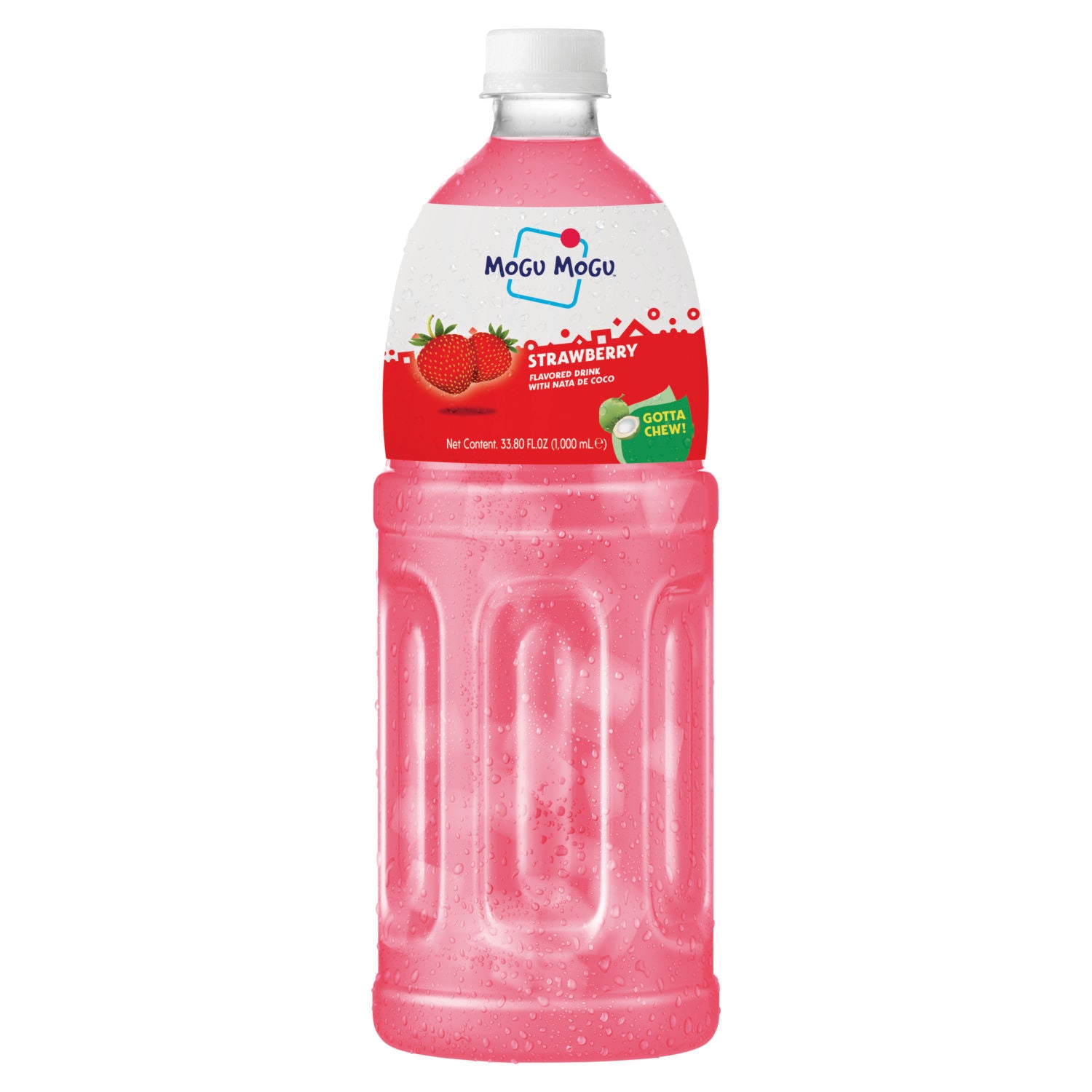 Mogu Mogu strawberry flavored drink with nata de coco 1000ml (British brand)