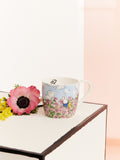 Pink Fine China Mug with Floral Frame and Playful Prints