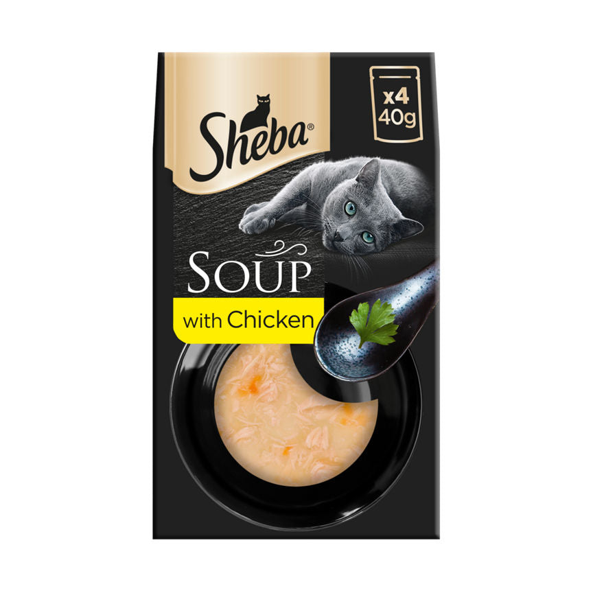 Sheba Classics Soup Adult Wet Cat Food Pouches with Chicken Fillets