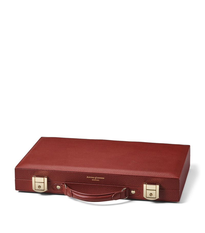 Aspinal of London 15-inch pebbled leather backgammon set - British product