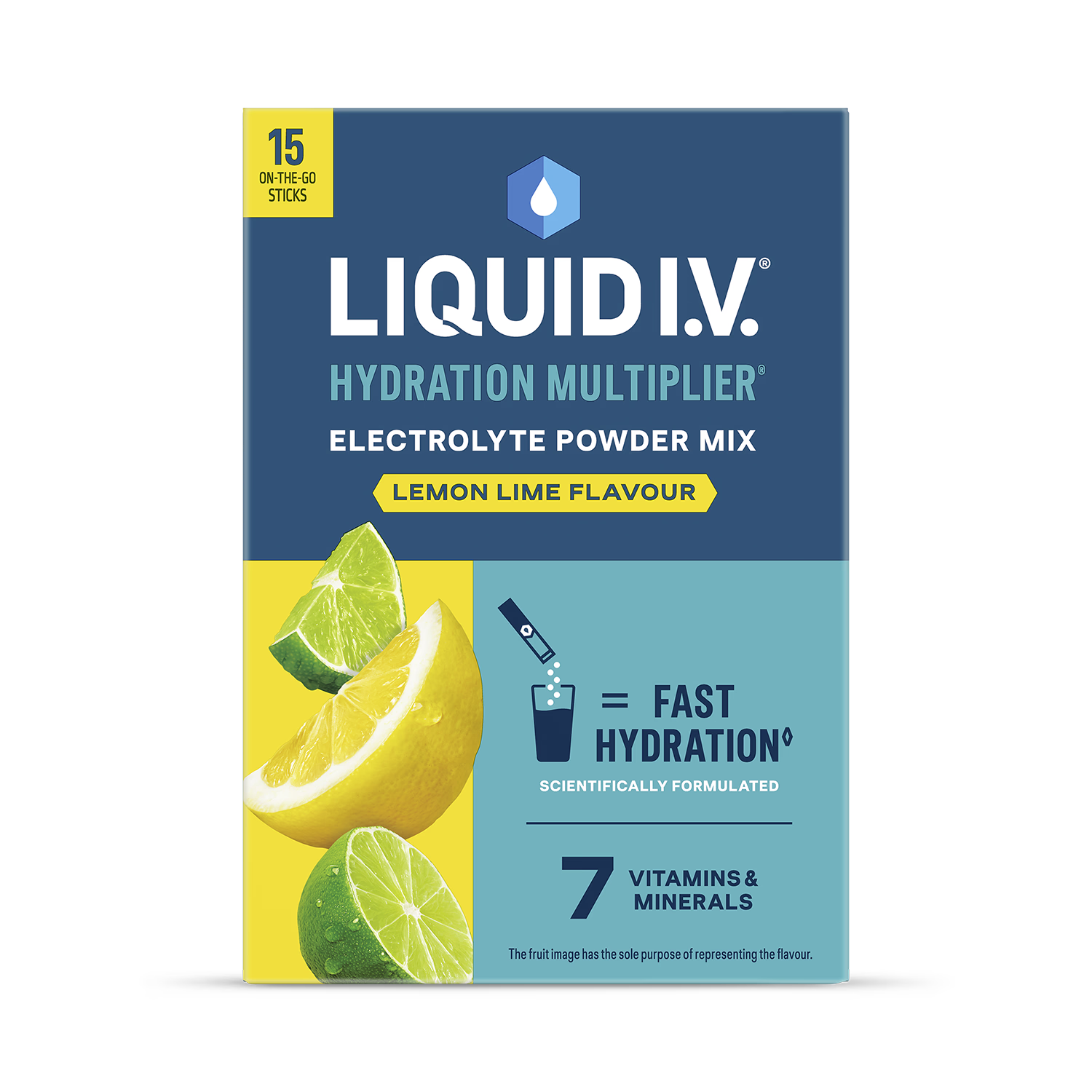 Liquid I.V. electrolyte powder mix lemon lime 15 sachets, UK version
