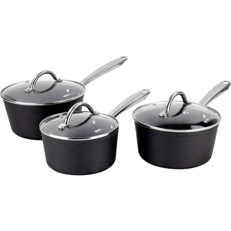 Scoville 3-piece Neverstick pan set with 16cm 18cm 20cm saucepans (British brand)