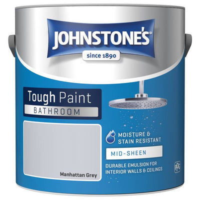 Argos Johnstone's Bathroom Mid Sheen Paint - Manhattan Grey 2.5L- Buy online at McGrocer