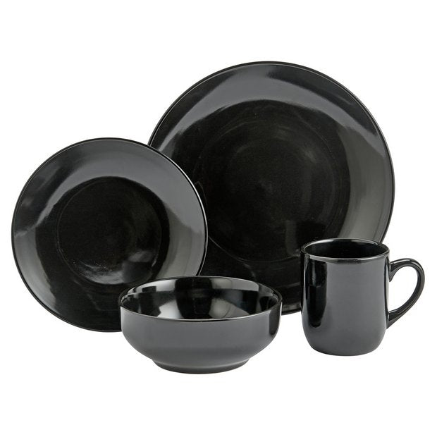 Argos Home black stoneware dinner set 16 piece (British brand)