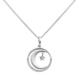 Moon & Back sterling silver moon and star pendant with cubic zirconia - British product