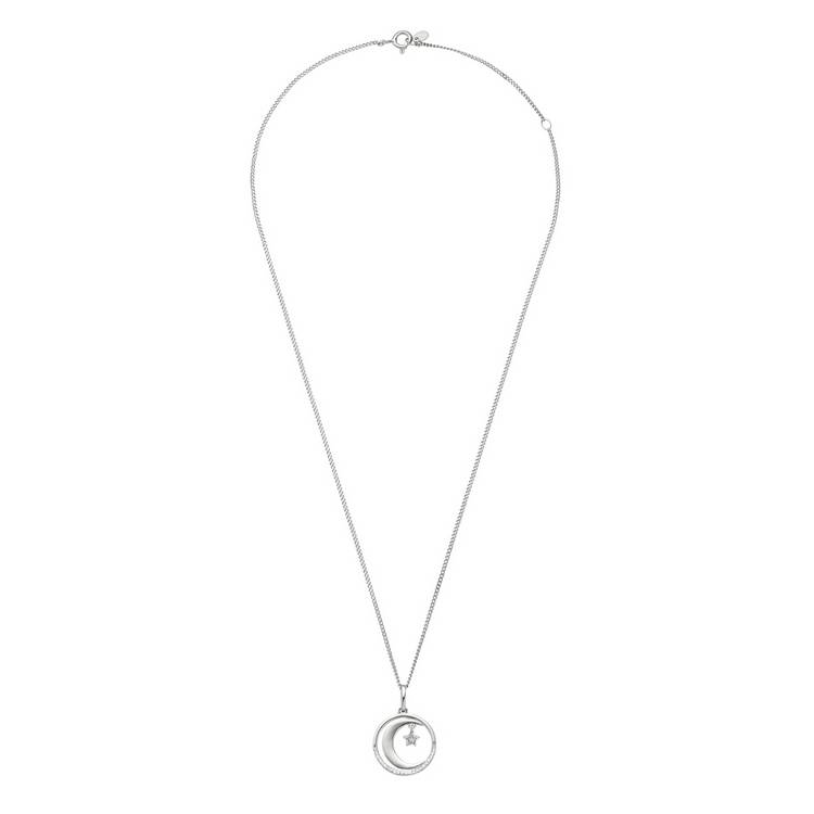 Moon & Back sterling silver moon and star pendant with cubic zirconia - British product