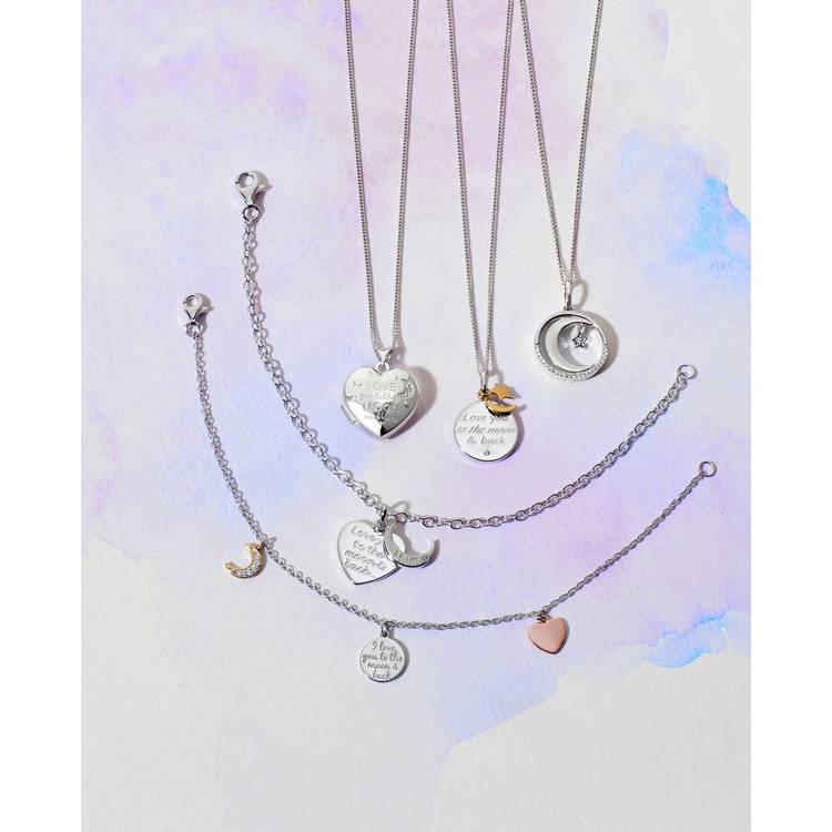 Moon & Back sterling silver moon and star pendant with cubic zirconia - British product