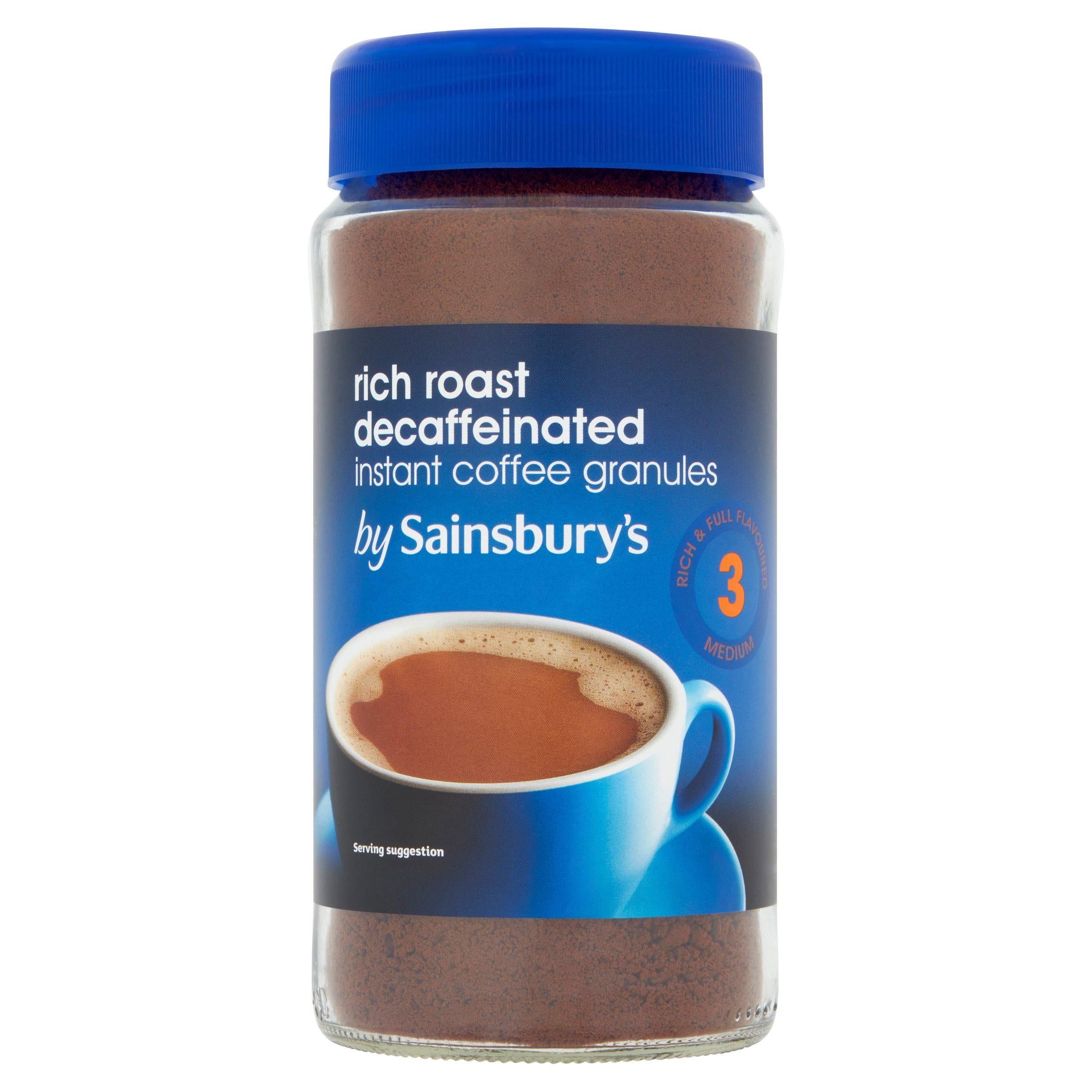 Sainsbury's Rich Roast Instant Coffee Granules, Decaffeinated 200g All coffee Sainsburys   