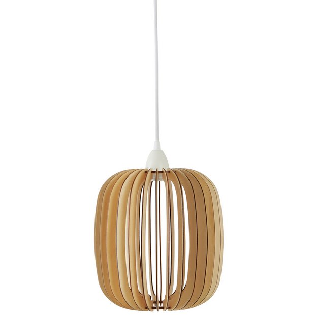 Habitat Achille natural wood easy fit lampshade 26cm, imported from the UK