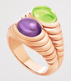 Bvlgari Doppio Baccellato ring rose gold amethyst peridot, imported from the UK