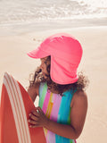 Bright pink legionnaire swim hat for kids, UK version