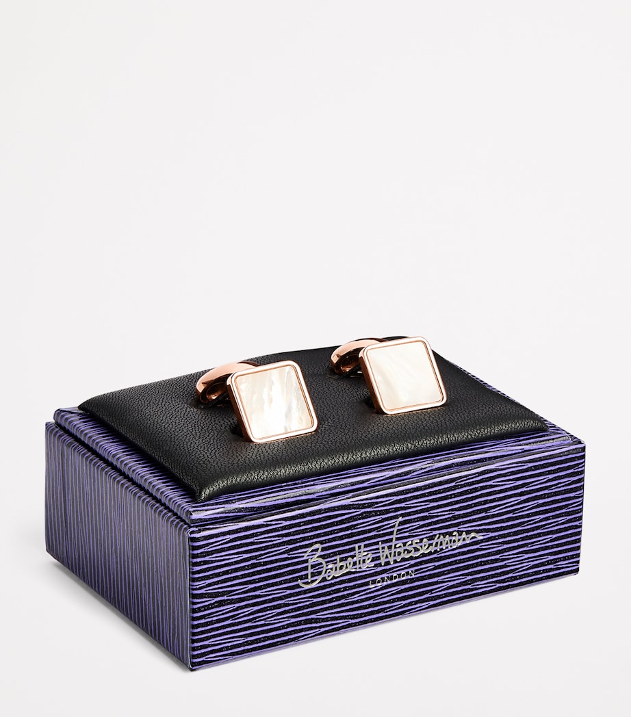 Babette Wasserman rose gold-plated key stone cufflinks, imported from the UK